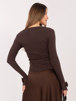 Czekoladowa prążkowana bluzka z bawełny RUE PARIS 