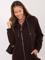 Schokoladenfarbener Reißverschluss-Pullover mit Futter.
