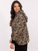 Hurt Camelowo-czarna bluza z zamkiem na dekolcie