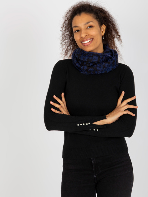 Hurtownia Ciemnoniebieski-czarny zimowy komin damski