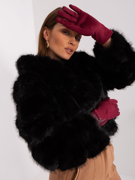 Hurt Bordowe eleganckie rękawiczki damskie