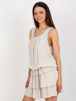 Hurt Light beige summer dress with ruffles OCH BELLA.
