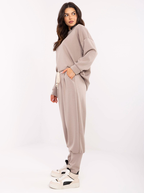 Hurt Ciemnobeżowe dresowe spodnie z zakładkami