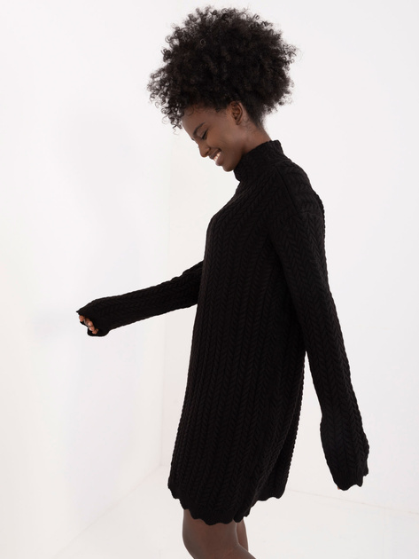 Hurt Czarna sukienka dzianinowa z długim rękawem