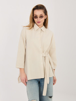 Beżowa asymetryczna koszula z sztruksu RUE PARIS 