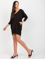 Hurt Czarna sukienka dresowa oversize z dekoltem V