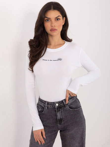 Ecru bawełniana bluzka z długim rękawem