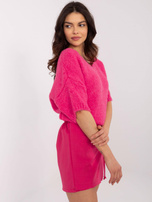 Hurt Fluo różowy sweter oversize z dodatkiem wełny