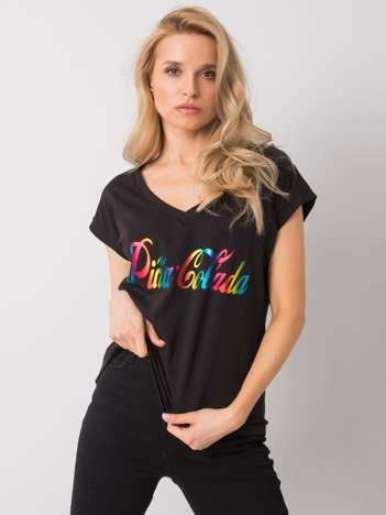 Czarny t-shirt z nadrukiem Hollis