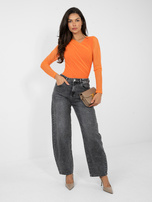 Pomarańczowe eleganckie body z siateczki 