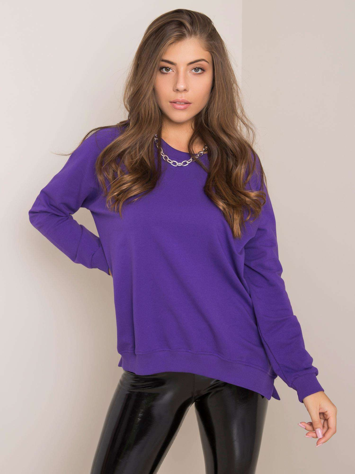 Dunkellila Sweatshirt Leila RUE PARIS.