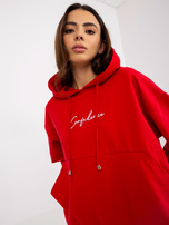 Hurtownia Czerwony komplet dresowy z bluzą z kapturem