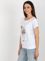 Hurt Biała bluzka bawełniana z printem RUE PARIS