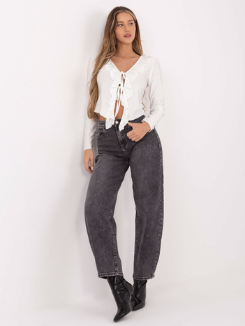 Ecru krótka bluzka z falbanami