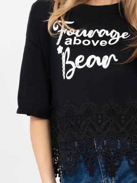 Czarna bawełniana bluzka z napisami