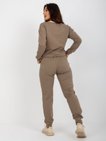 Hurt Ciemnobeżowy damski komplet casualowy z dekoltem V