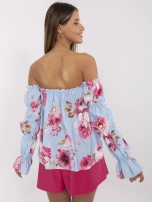 Hurt Jasnoniebieska damska bluzka hiszpanka z printem