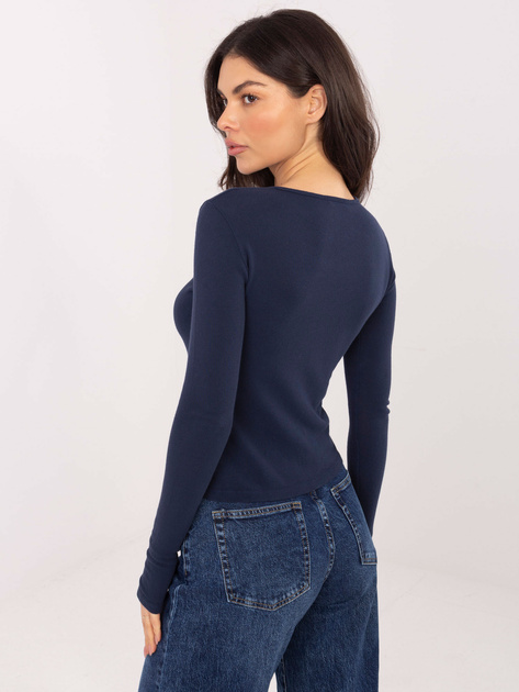 Granatowa bawełniana bluzka basic z guzikami