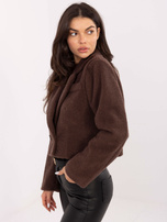 Brązowy krótki płaszcz typu boucle RUE PARIS