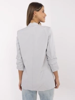 Jasnoszara marynarka z marszczonymi rękawami Adela