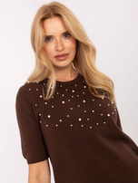Brązowy damski sweter z wiskozą