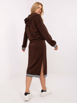 Ciemnobrązowy komplet z rozpinaną bluzą RUE PARIS 