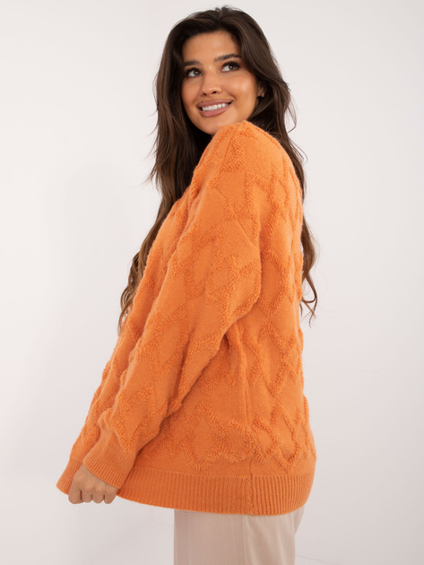 Hurt Pomarańczowy sweter oversize z okrągłym dekoltem