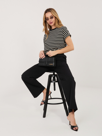 Czarne eleganckie spodnie straight leg RUE PARIS