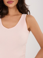 Jasnoróżowy prążkowany z dekoltem V RUE PARIS 