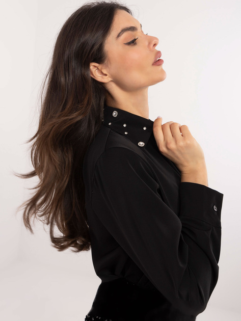 Hurt Czarna elegancka koszula z ozdobnym kołnierzykiem