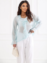 Miętowa prześwitująca bluzka w paski