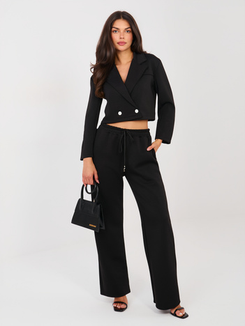 Czarny dresowy komplet z prostymi spodniami RUE PARIS