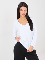 Biała damska bluzka basic z dekoltem V RUE PARIS