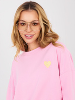 Różowa damska bluza z niewielkim haftem 