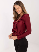 Bordowa krótka bluzka z wiązaniem