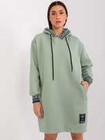 Hurtowania Pistacjowa dresowa sukienka z kieszeniami