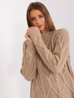 Hurt Ciemnobeżowa sukienka dzianinowa w warkocze