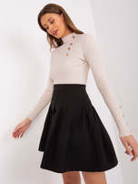 Hurtownia Czarna mini spódnica rozkloszowana z plisowaniem