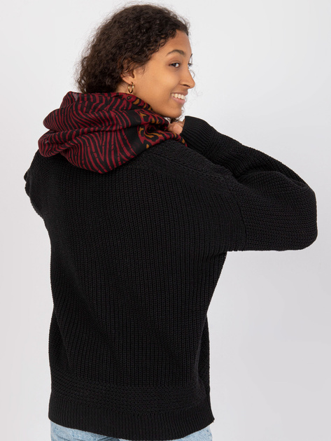 Czarno-bordowa chusta komin w zwierzęce wzory