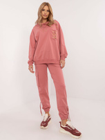 Hurt Brudnoróżowy damski komplet dresowy z kieszeniami