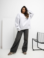 Jasnoszara bluza oversize z naszywką RUE PARIS 