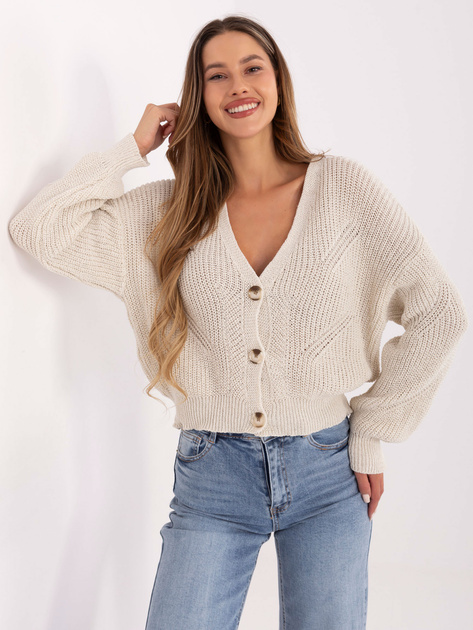 Ecru rozpinany sweter oversize RUE PARIS