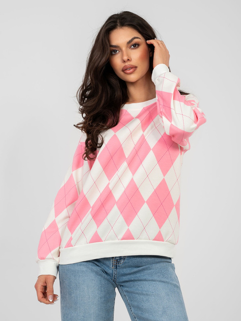 Różowa bluza oversize w geometryczne wzory