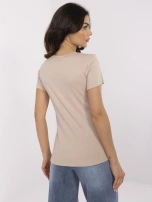 Beżowa bluzka z wyhaftowanym napisem