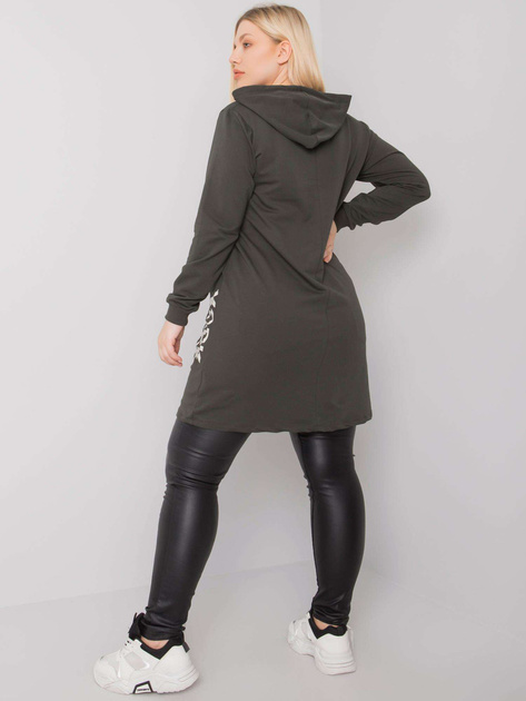 Ciemna khaki tunika plus size z kapturem Ashford