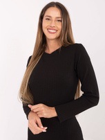 Czarna bawełniana sukienka basic w prążek RUE PARIS