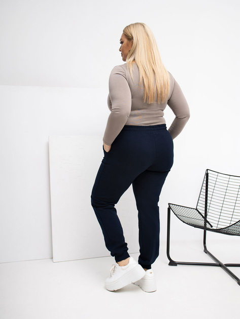 Granatowe dresowe spodnie plus size z wiązaniem