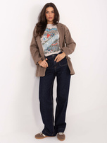 Jasnobeżowy bawełniany t-shirt z nadrukiem