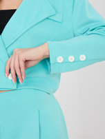 Turkusowy damski komplet ze spodniami bez zapięcia RUE PARIS 