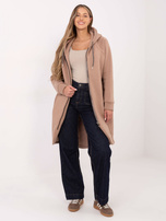 Ciemnobeżowa długa bluza z kapturem